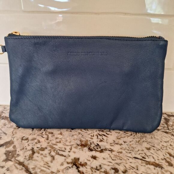 Aimee Kestenberg blue leather clutch - Picture 1 of 11
